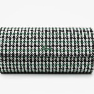 KRUK Green Pepita with Black Suede Interior Triple Watch Travel/Storage Case